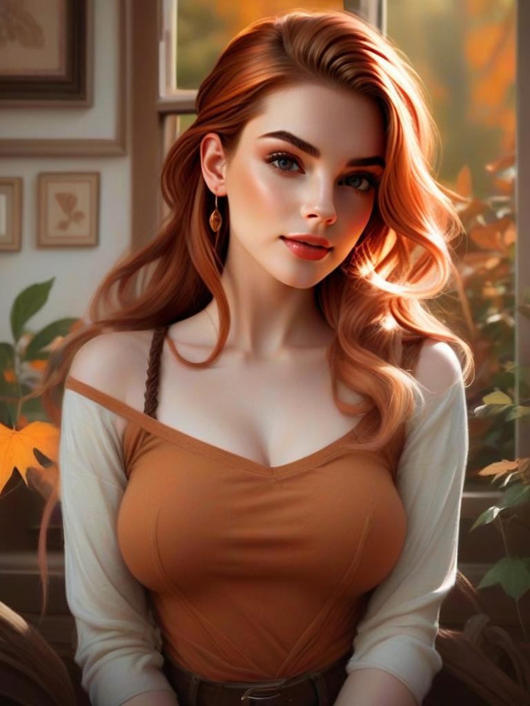 Portrait of a Young Woman with Red Hair in Autumn Portrait of a Young Woman with Red Hair in Autumn