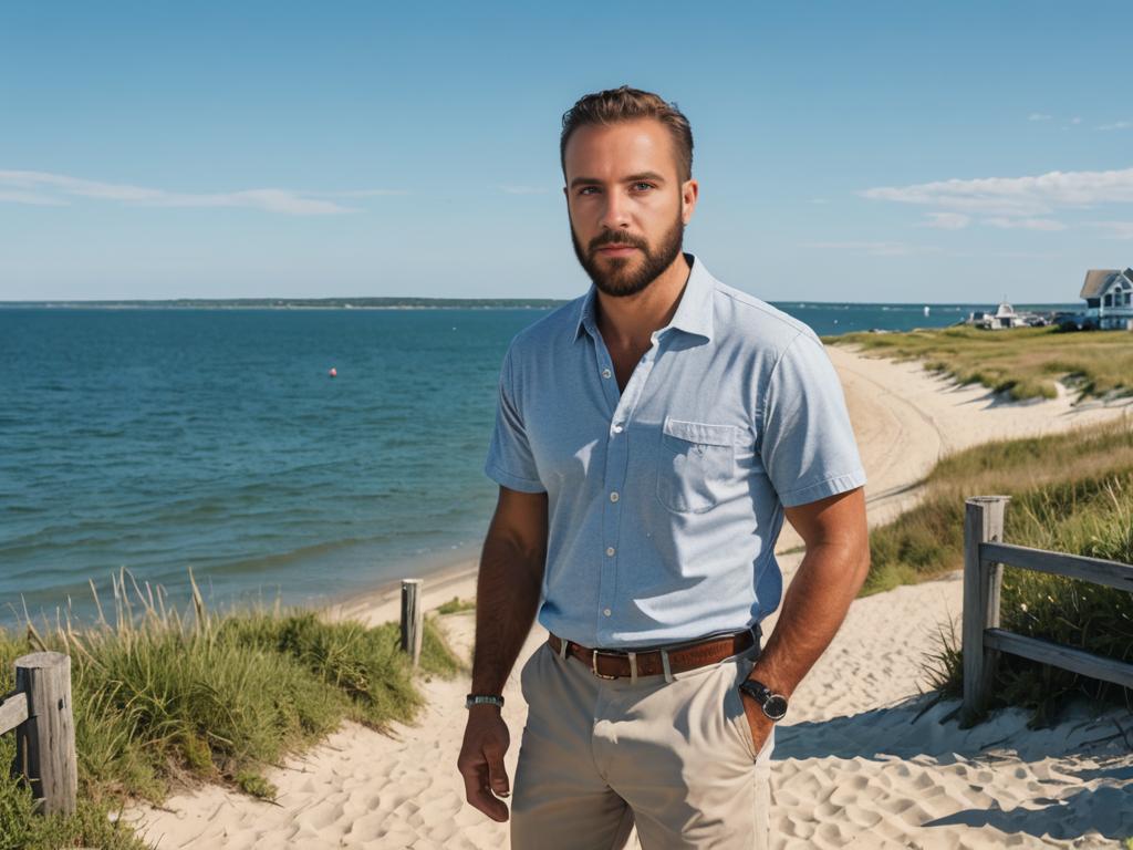 Confident Man on Martha's Vineyard Beach