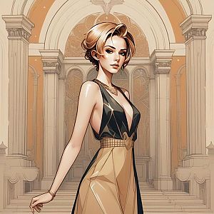 Stylish Woman in Elegant Architectural Setting