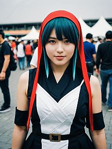 Woman in Mina Costume Cosplay Festival Portrait Photorealistic Style