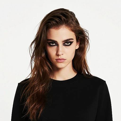 Gen Z Woman with Bold Smoky Eye Makeup and Tousled Hair