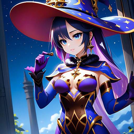 Mona Pact of Stars and Moon Genshin Impact Anime Illustration