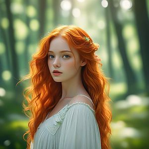 Serene portrait of a young woman in a forest