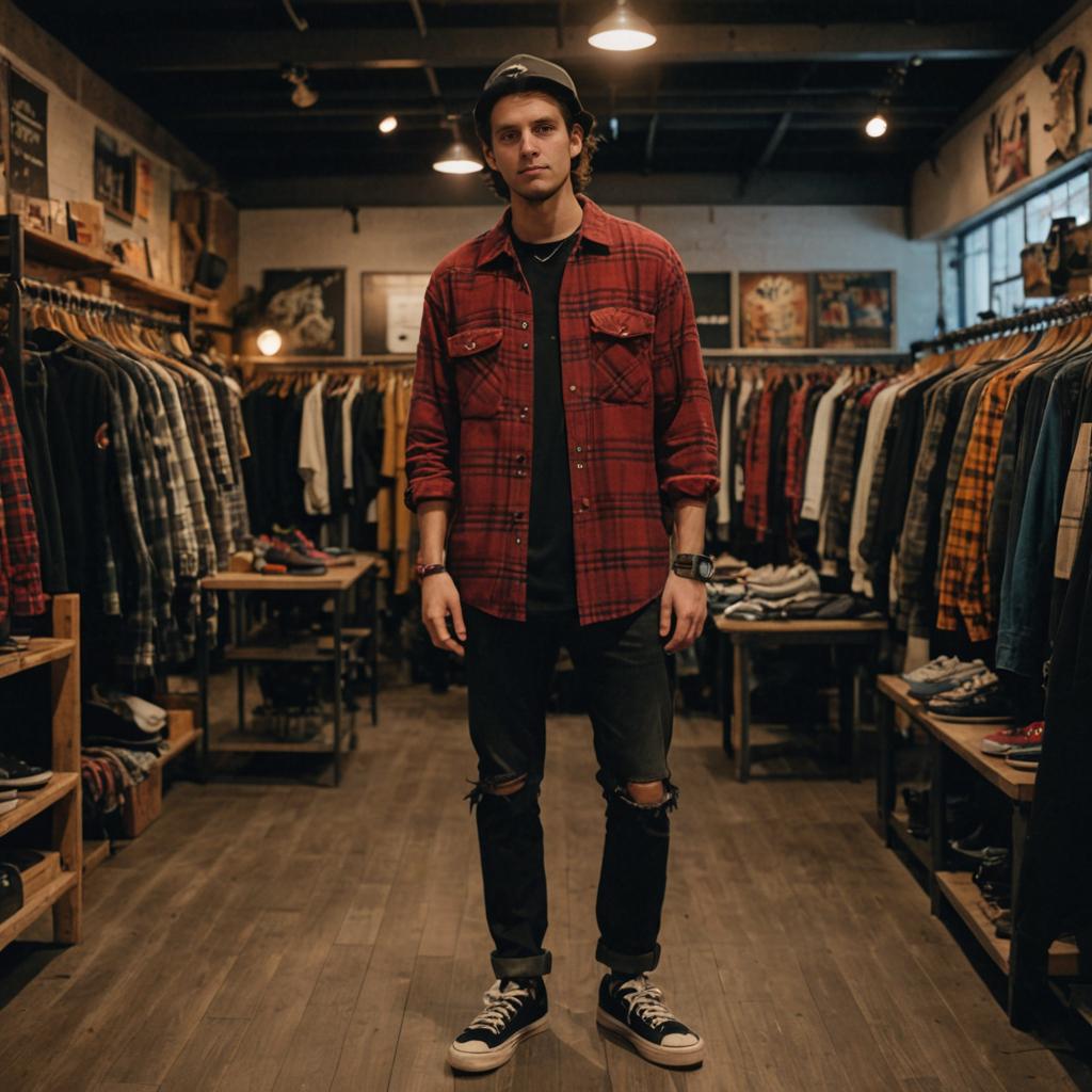 Man in Stylish Urban Clothing Store