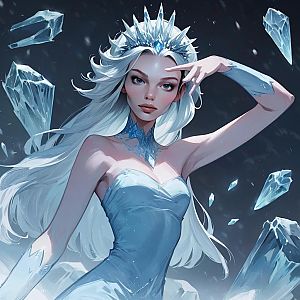 Enchanting Woman in Icy Blue Gown with Tiara