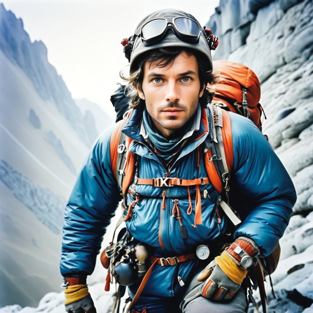 Skilled Male Climber in Rugged Mountains