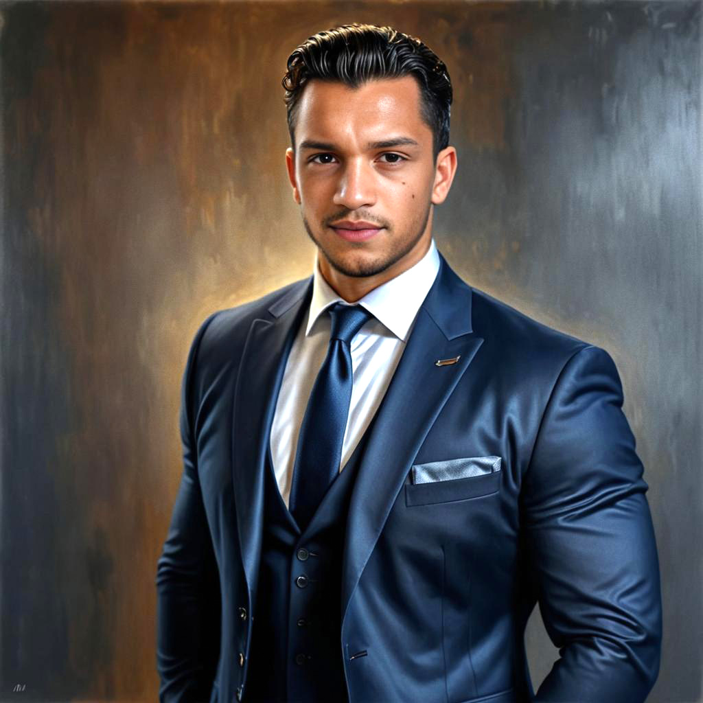 Confident Man in Navy Suit Portrait