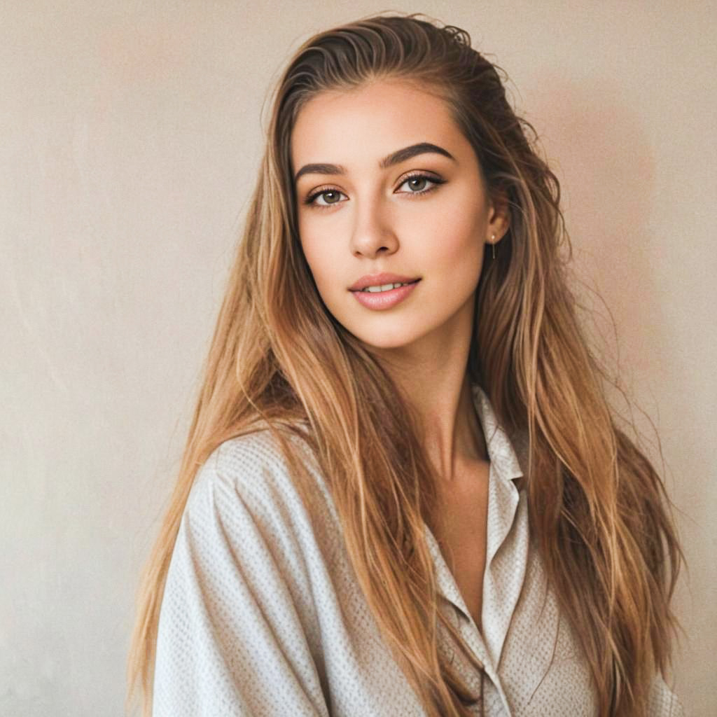 Thoughtful Woman with Flowing Hair