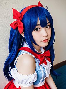 Sexy Cosplay Woman Wearing Wendy Marvell Costume Realistic