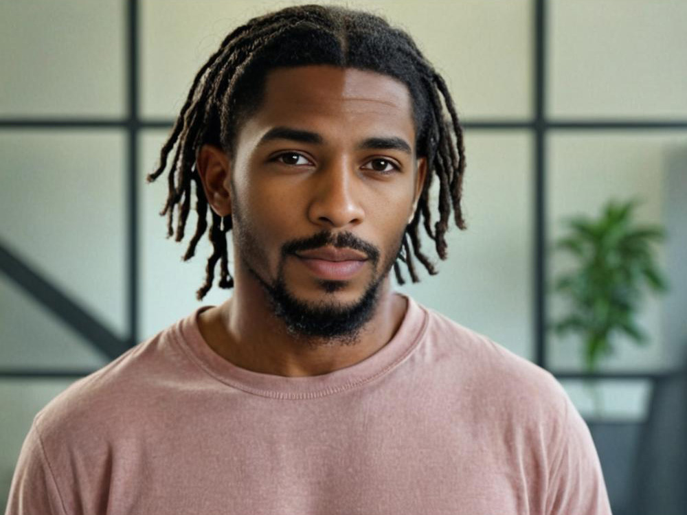 Man in Casual T-Shirt with Dreadlocks