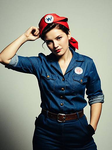 Woman in Rosie the Riveter Costume Cosplay Editorial Photography Realist