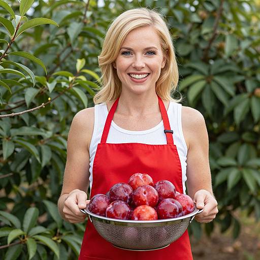 Woman Holding Freshly Picked Red Plums in Orchard - vllm2604111328cp4f