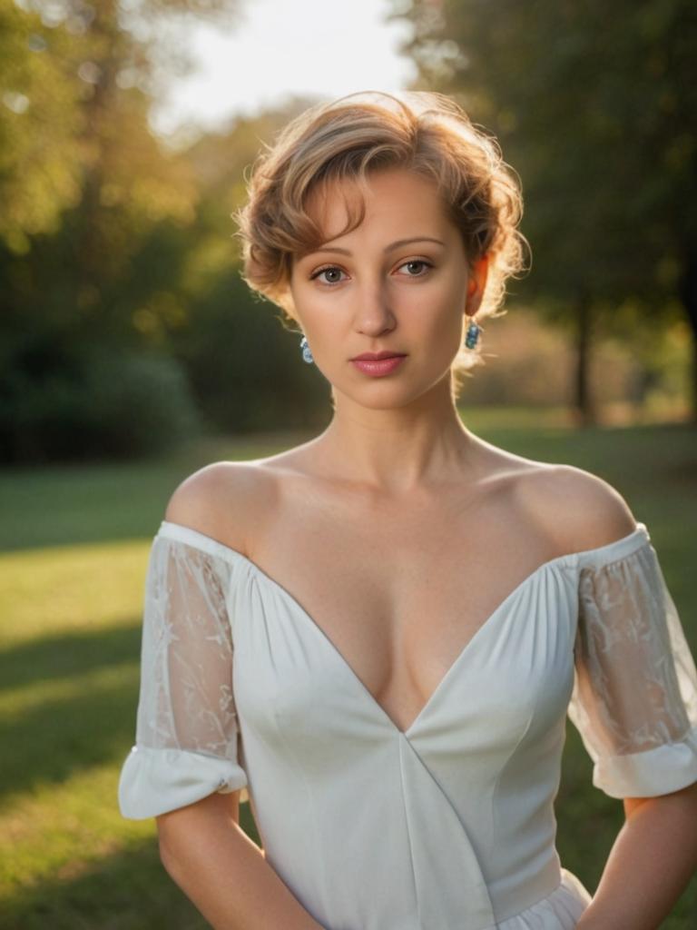 Artistic Portrait of a Woman in Off-Shoulder Dress