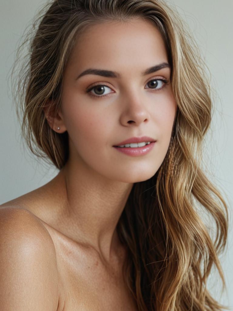 Close-up Portrait of a Young Woman with Natural Makeup