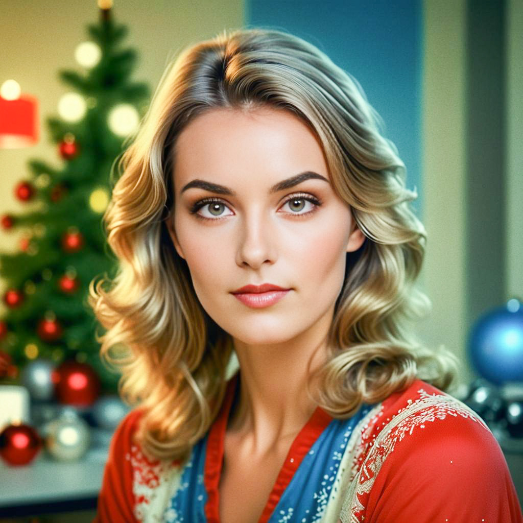 Stylish Woman in Festive Holiday Setting