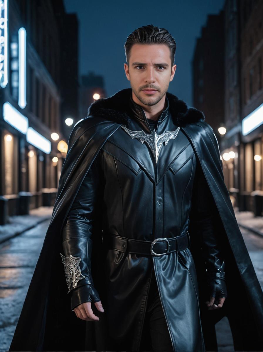 Mysterious Man in Dark Leather Costume