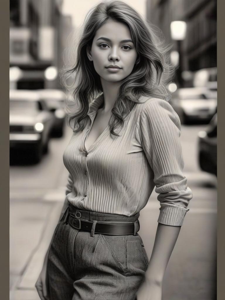 Confident Young Woman in Stylish Urban Fashion