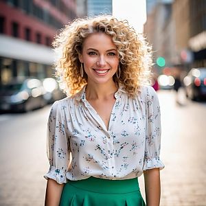 Confident Young Woman in City at Golden Hour
