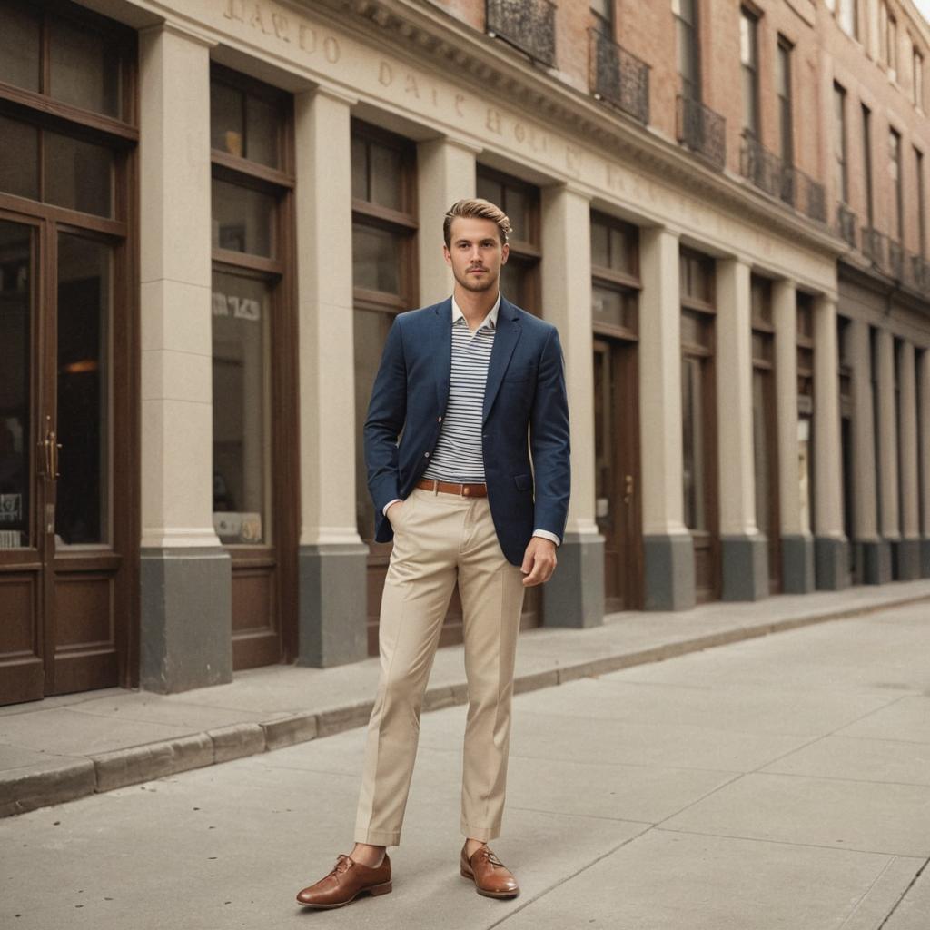 Stylish man in smart casual attire on city street