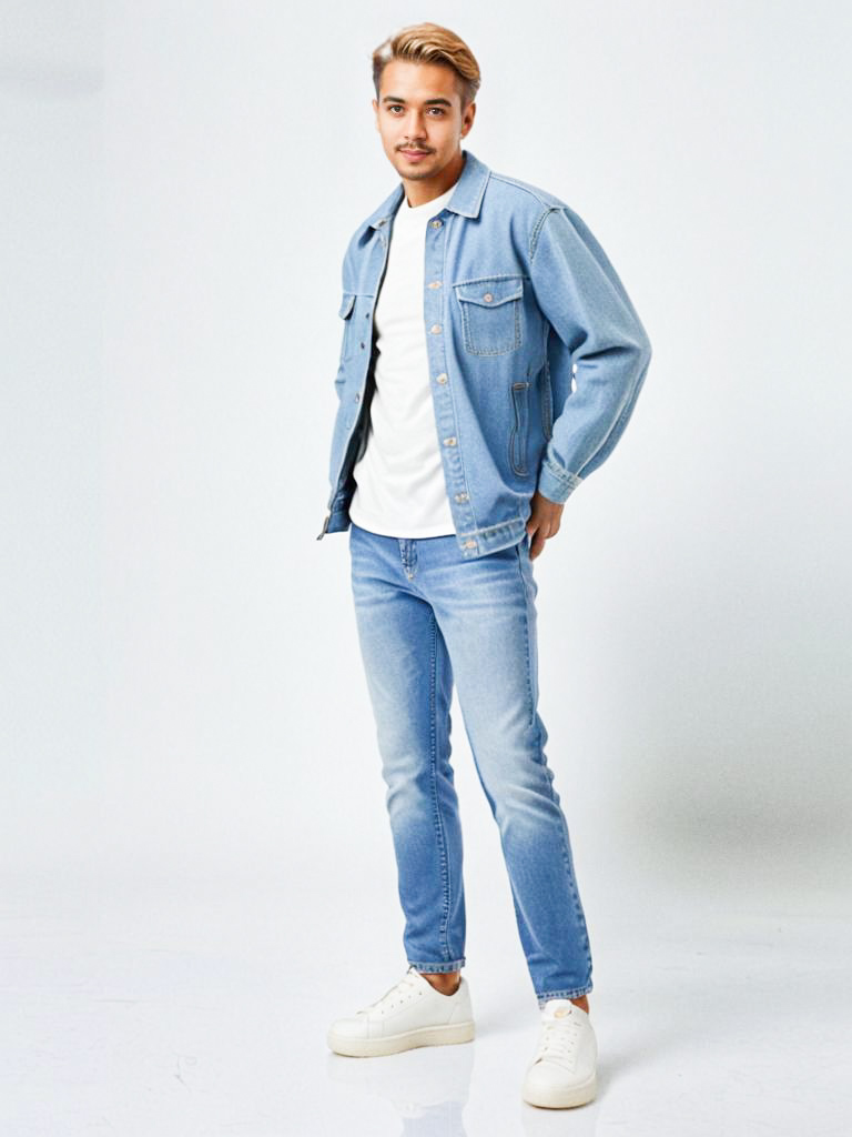 Stylish Young Man in Denim Jacket