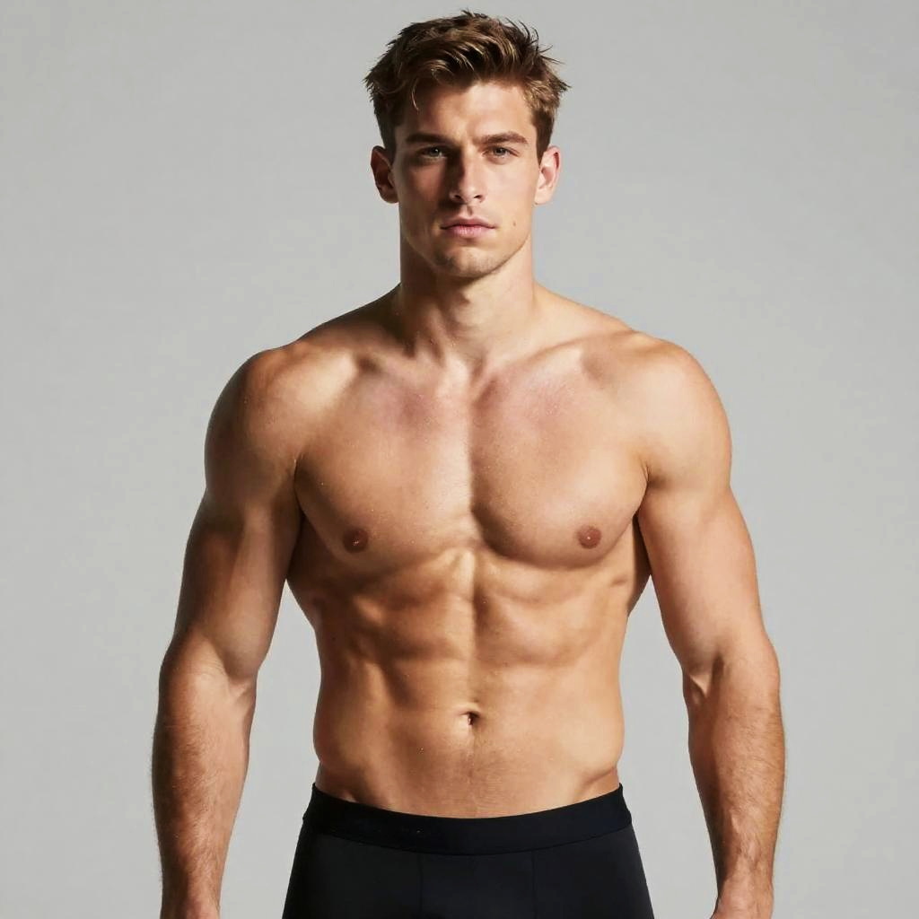 Muscular Young Man Showing Fit Torso and Abs