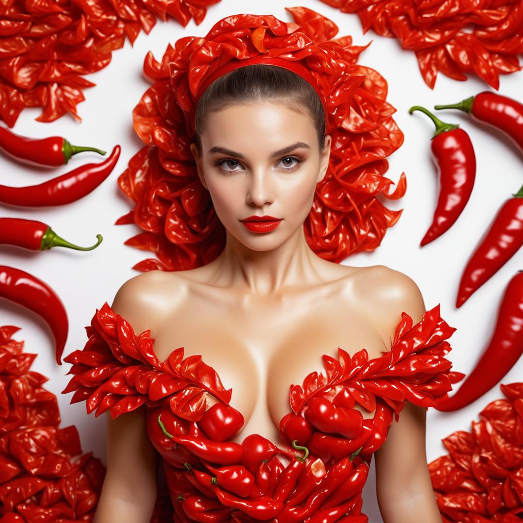 Woman in Chili Pepper Outfit