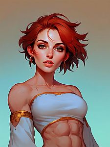 Strong Woman with Red Hair in Fantasy Art