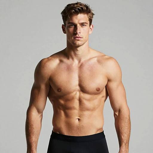 Muscular Young Man Showing Fit Torso and Abs