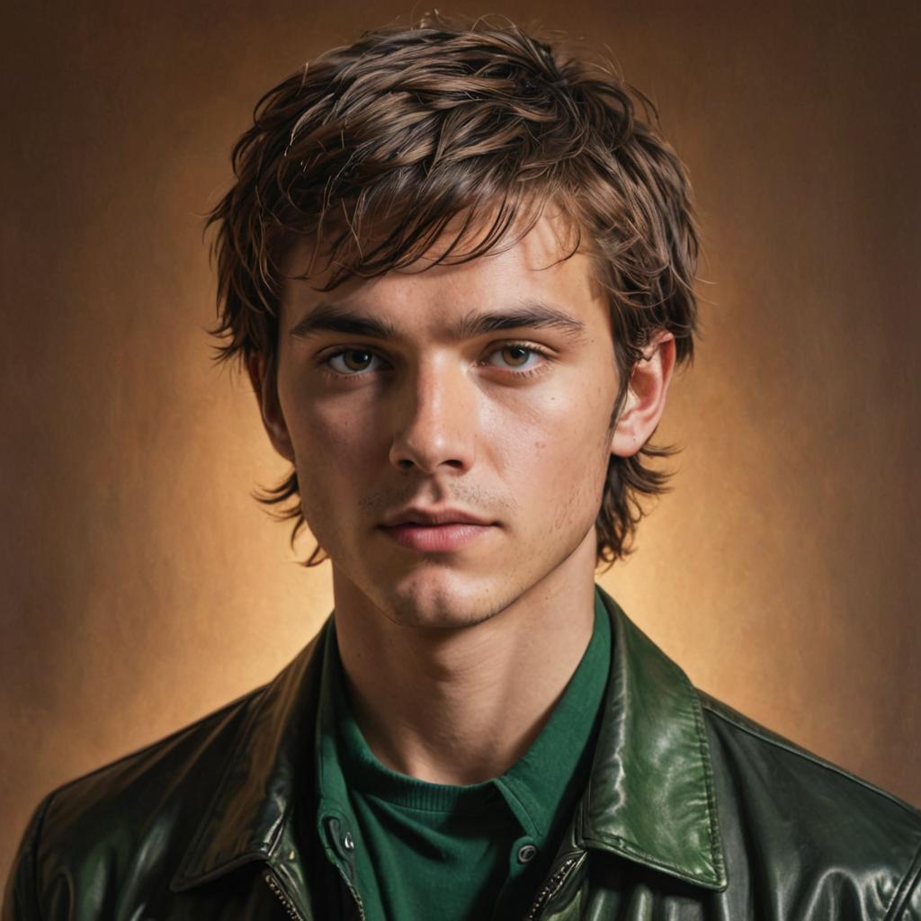 Close-up Portrait of a Young Man in a Leather Jacket