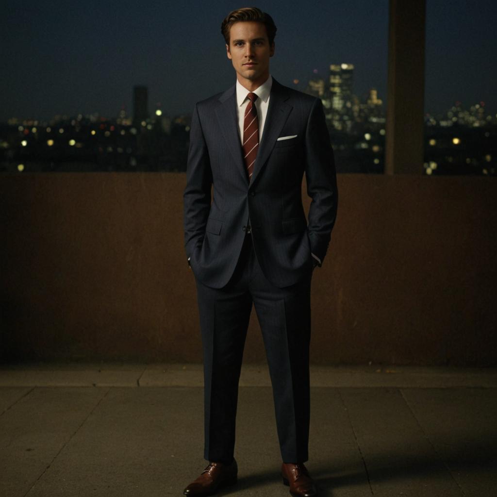 Sophisticated man in classic style against city skyline