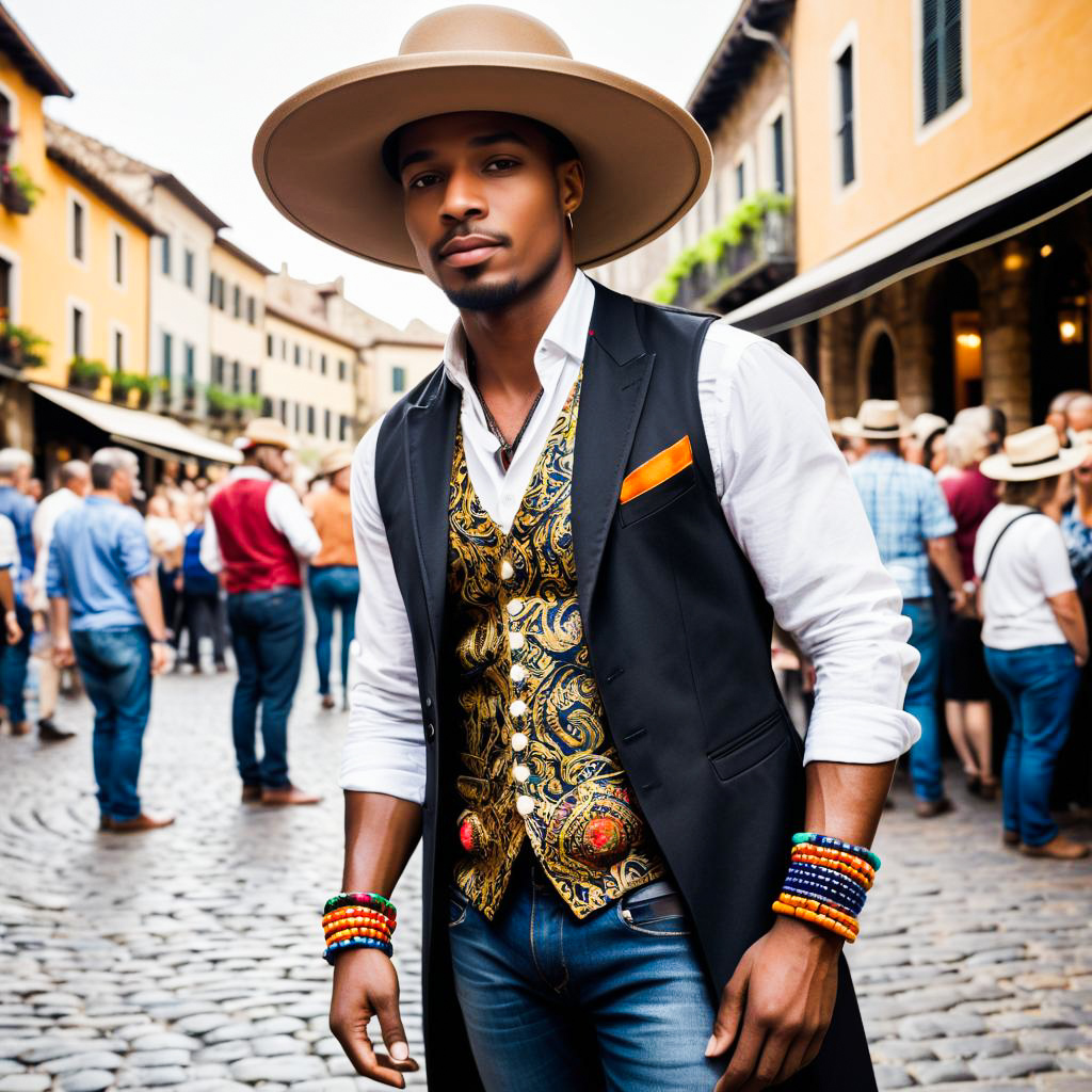 Stylish Man in Vibrant Street Scene