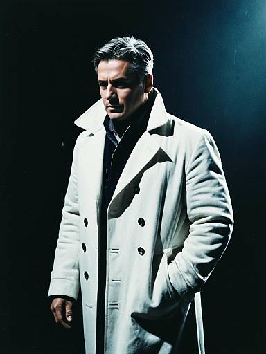 Man in White Coat Dramatic Cinematic Editorial Portrait