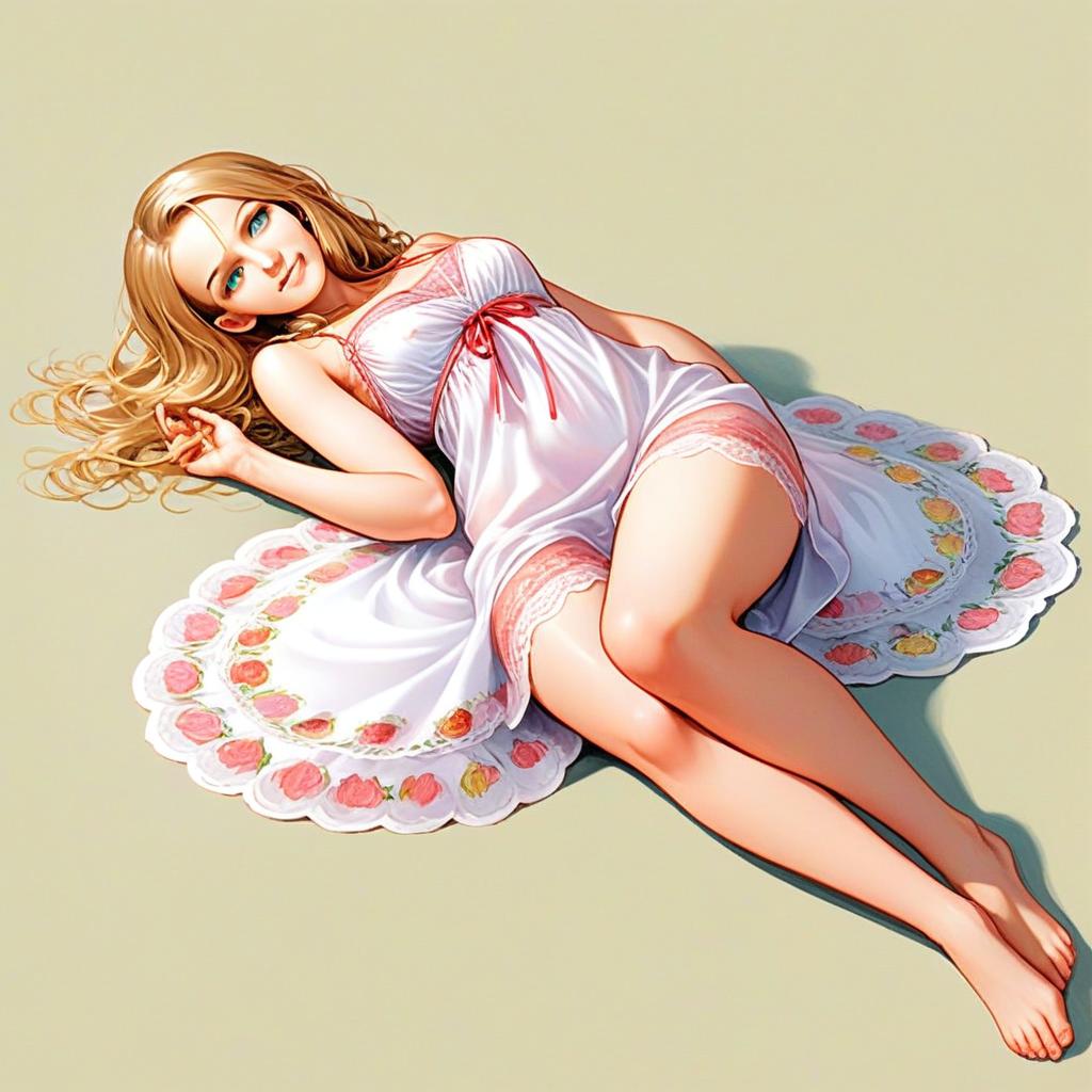 Blonde Woman in White Dress - Anime Art Blonde Woman in White Dress - Anime Art