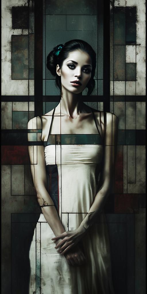 Elegant Woman Portrait with Stained Glass Background Elegant Woman Portrait with Stained Glass Background