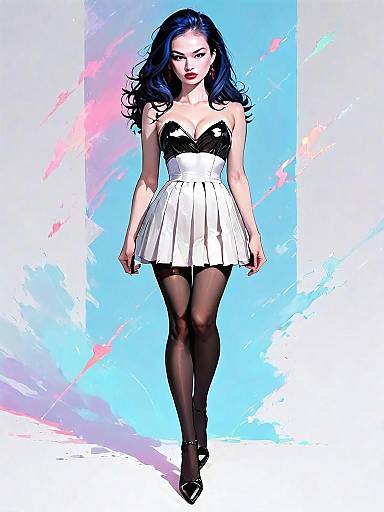 Realistic Comic Style Full Body Portrait of Woman in Modern Outfit