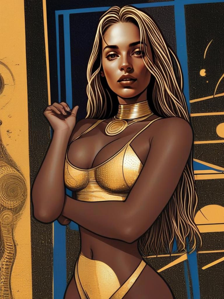 Confident Woman in Golden Attire