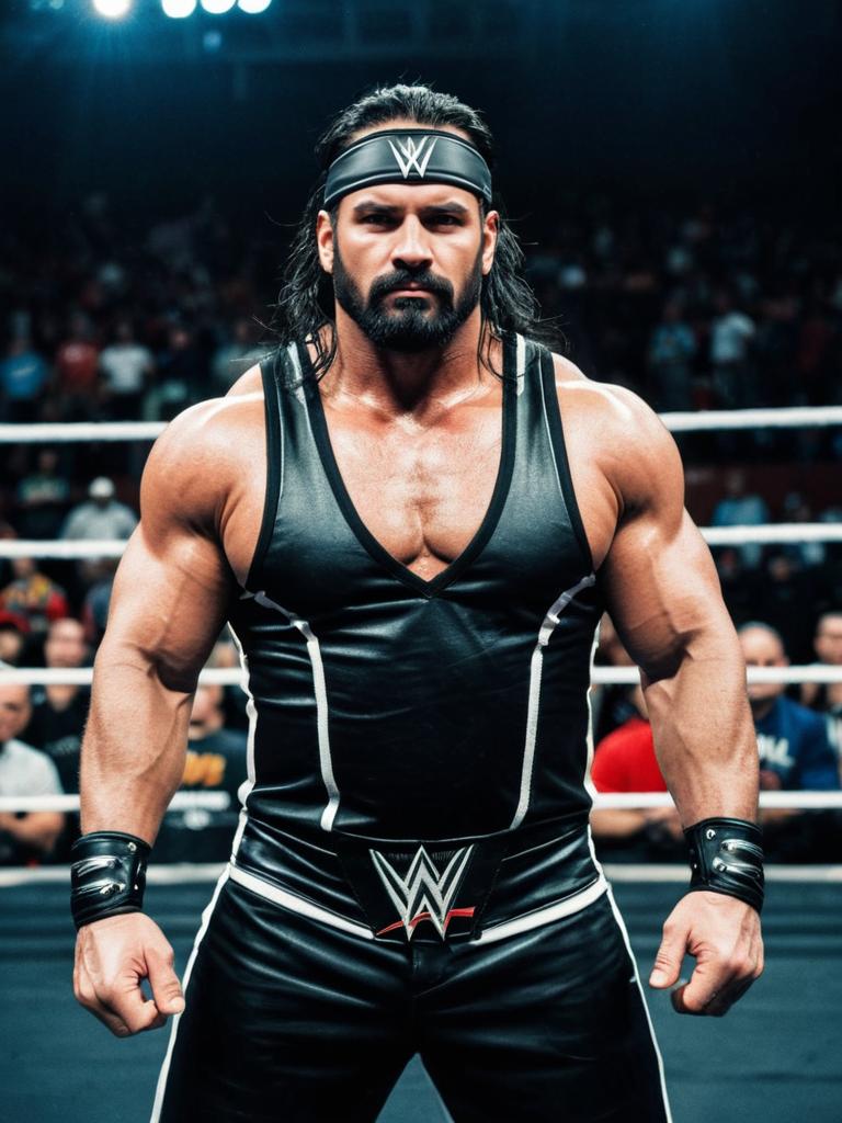 Man in WWE Fighter Costume at Cosplay Festival Photorealistic