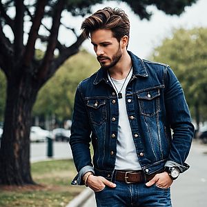 Stylish Man in Denim Jacket and Jeans