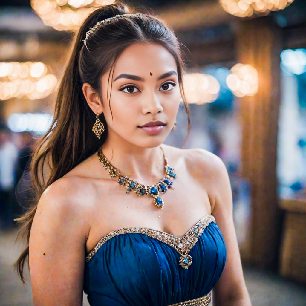 Elegant Woman in Blue Gown Elegant Woman in Blue Gown