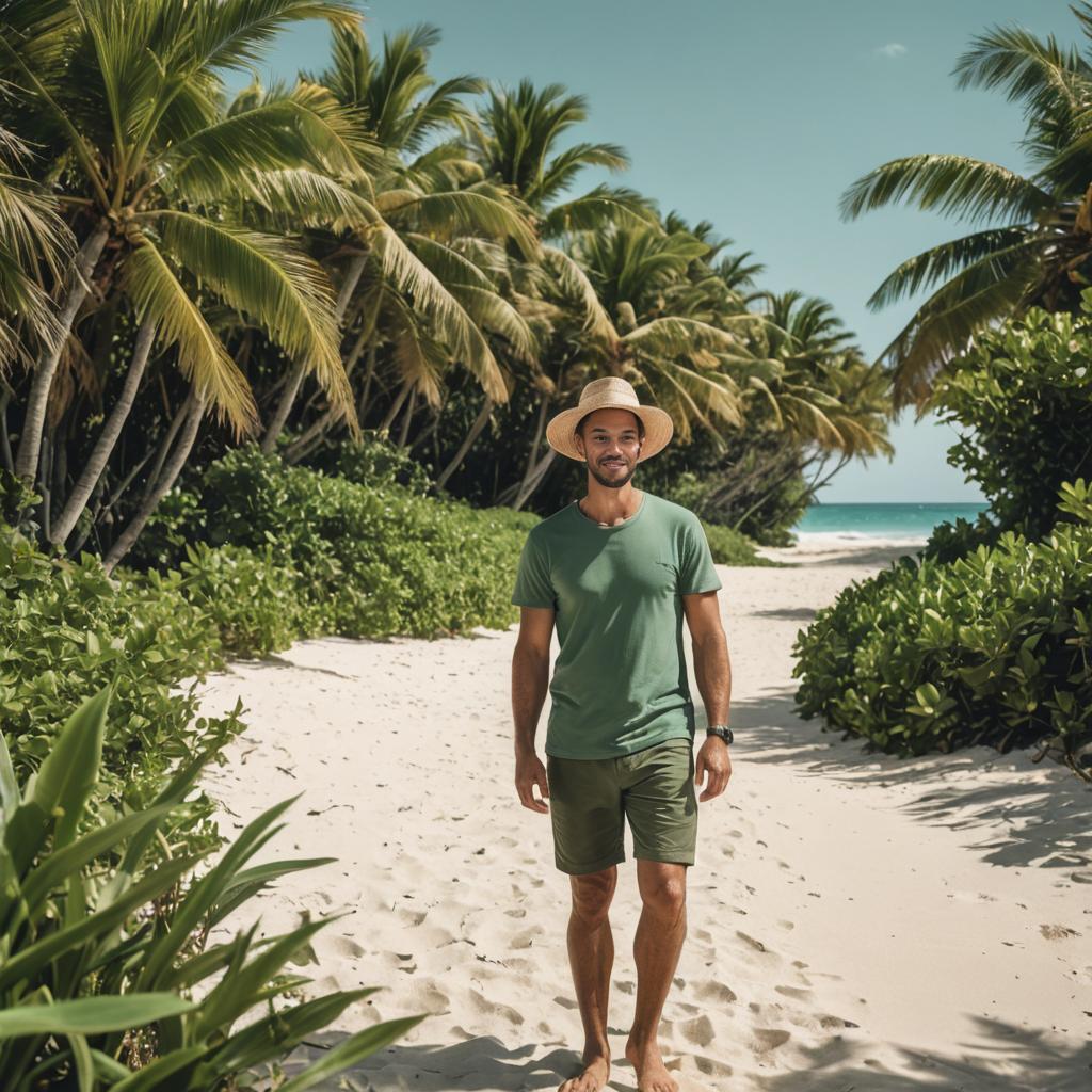 Smiling man on tropical beach