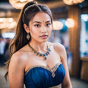 Elegant Woman in Blue Gown