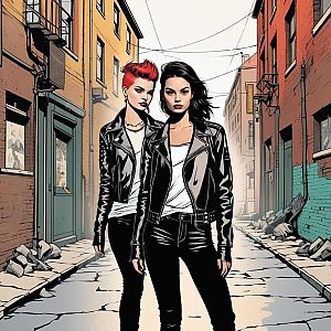 Two Confident Women in Urban Alleyway