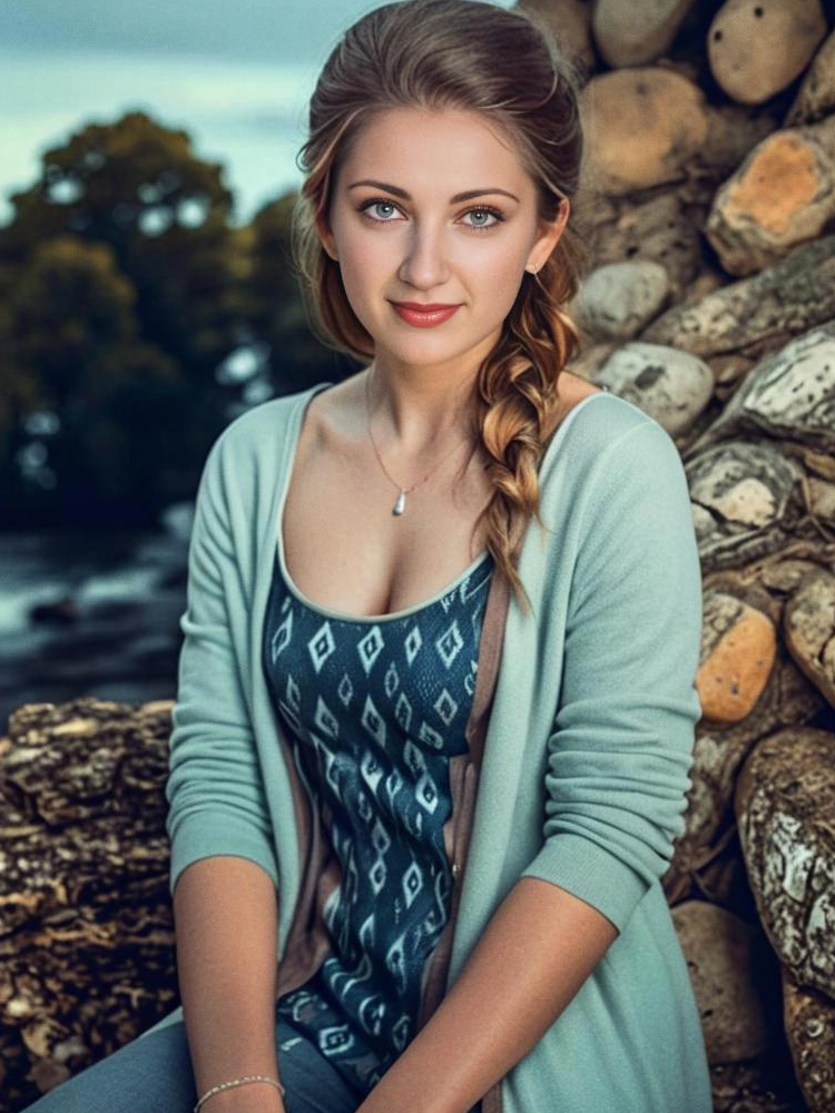 Serene Woman Among Stone Formations