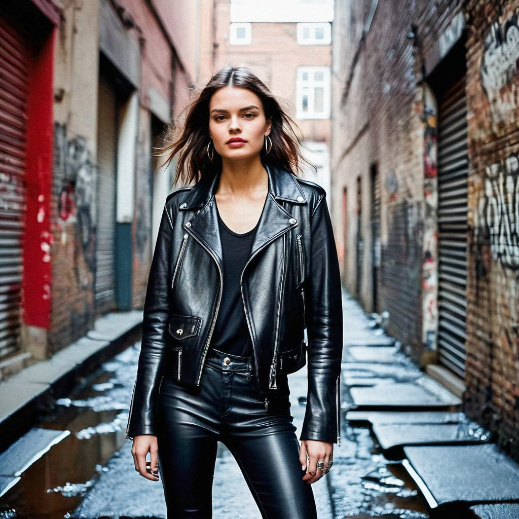 Confident Woman in Urban Alleyway