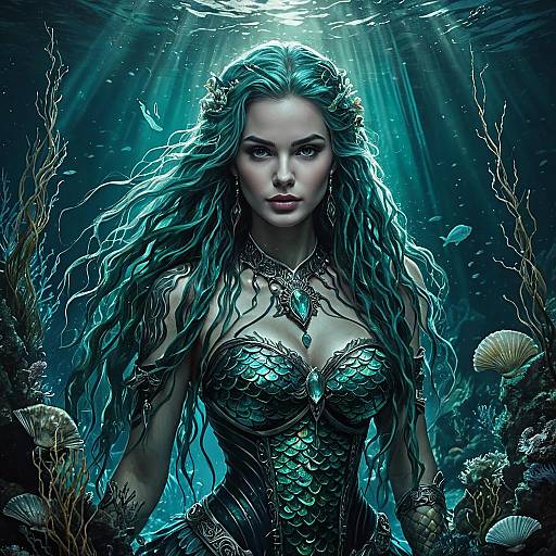 Underwater Woman in Fantasy Armor Realistic Digital Art