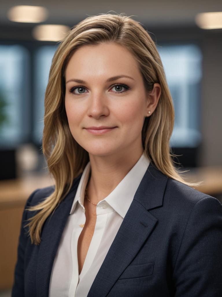 Professional woman in navy suit