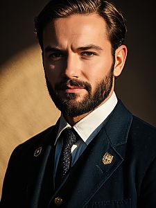 Man in Detailed Grant Costume Close-Up Headshot with Beard