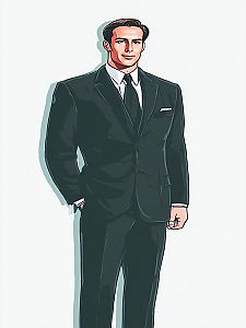 Confident Man in Black Suit