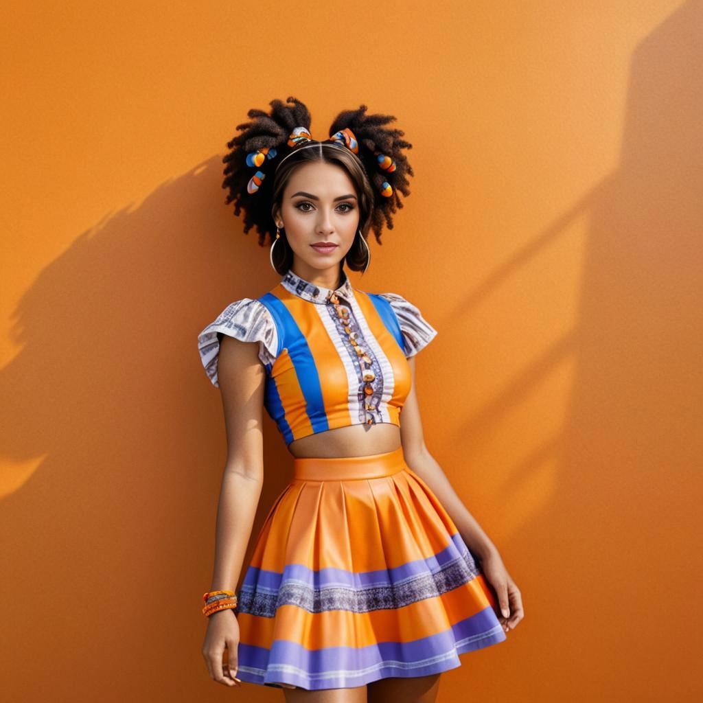 Vibrant Young Woman in Orange Outfit