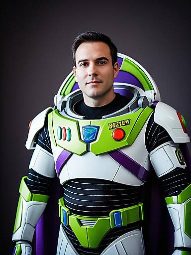 Professional Man in Buzz Lightyear Cosplay Costume High-Quality Photography